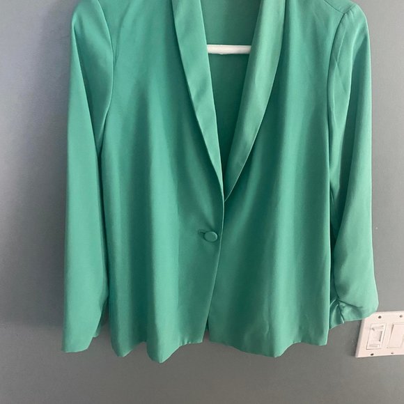 Topshop Green One Button Blazer - Picture 3 of 3